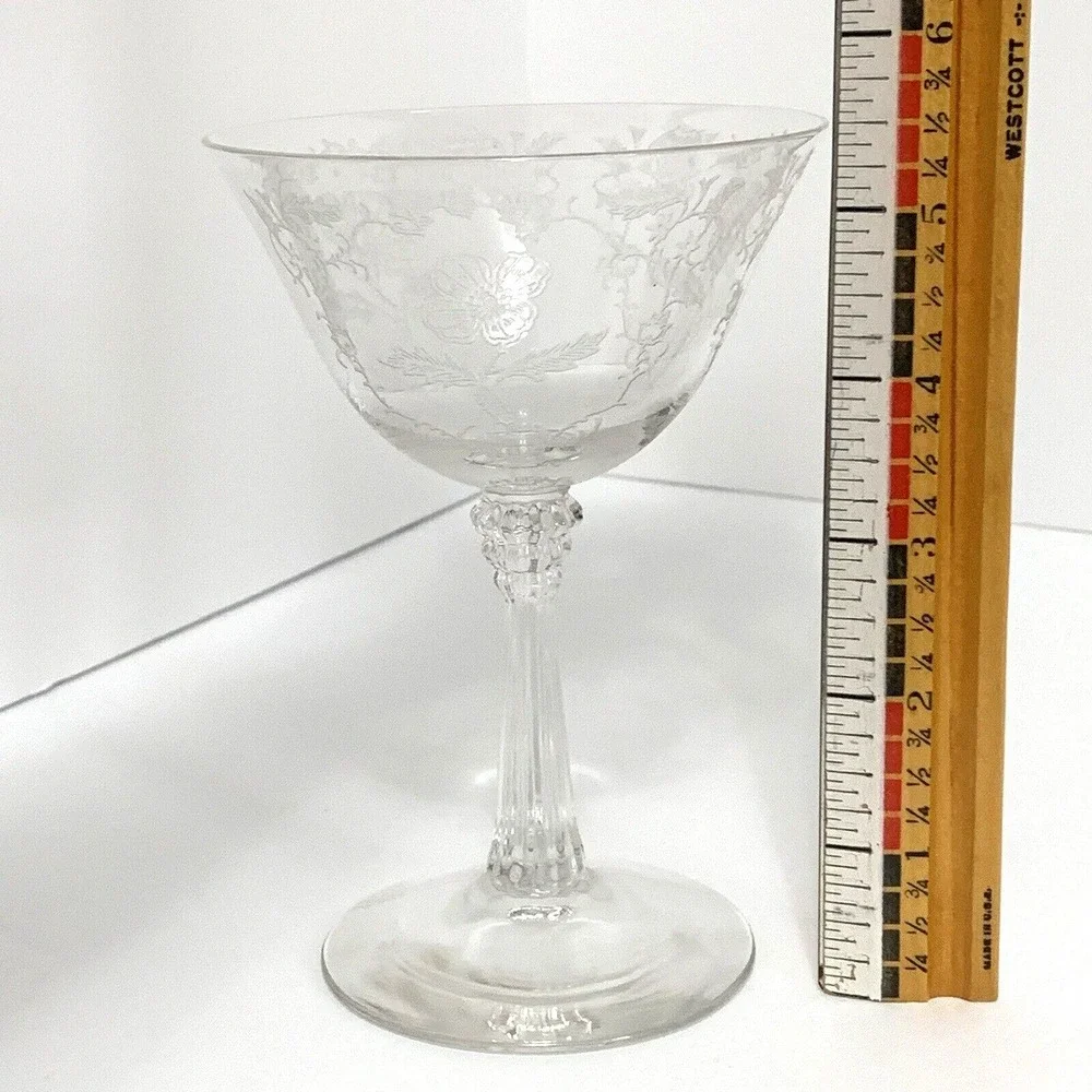 Vintage Stem Fostoria Shirley Clear Champagne Tall Sherbet Glass Etch Elegant